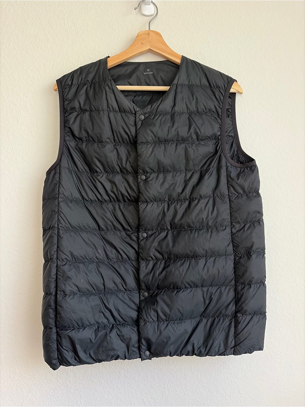 Muji Black Quilted Lightweight Puffer Vest